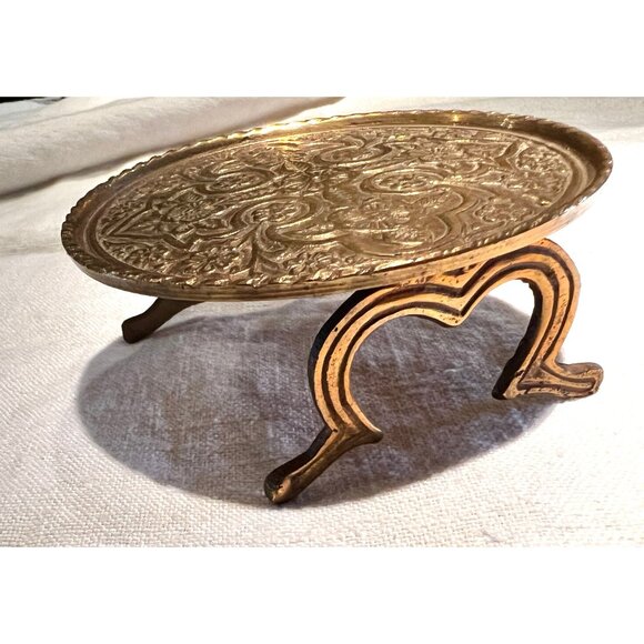 Brass Dollhouse Table and Chairs Vintage kitchen dining room breakfast nook pati - Picture 7 of 10